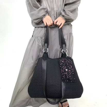 Damen-Shopper aus Netzgewebe mit großem Fassungsvermögen und abnehmbare Mini-Tasche, atmungsaktiv