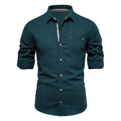 Herren Langarm Shirt aus 100 Prozent Baumwolle mit Einzel Tasche