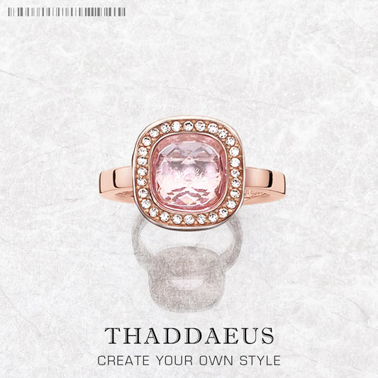 Damen-Ring Rose Gold rosa Zirkonia Frühling aus Sterlingsilber