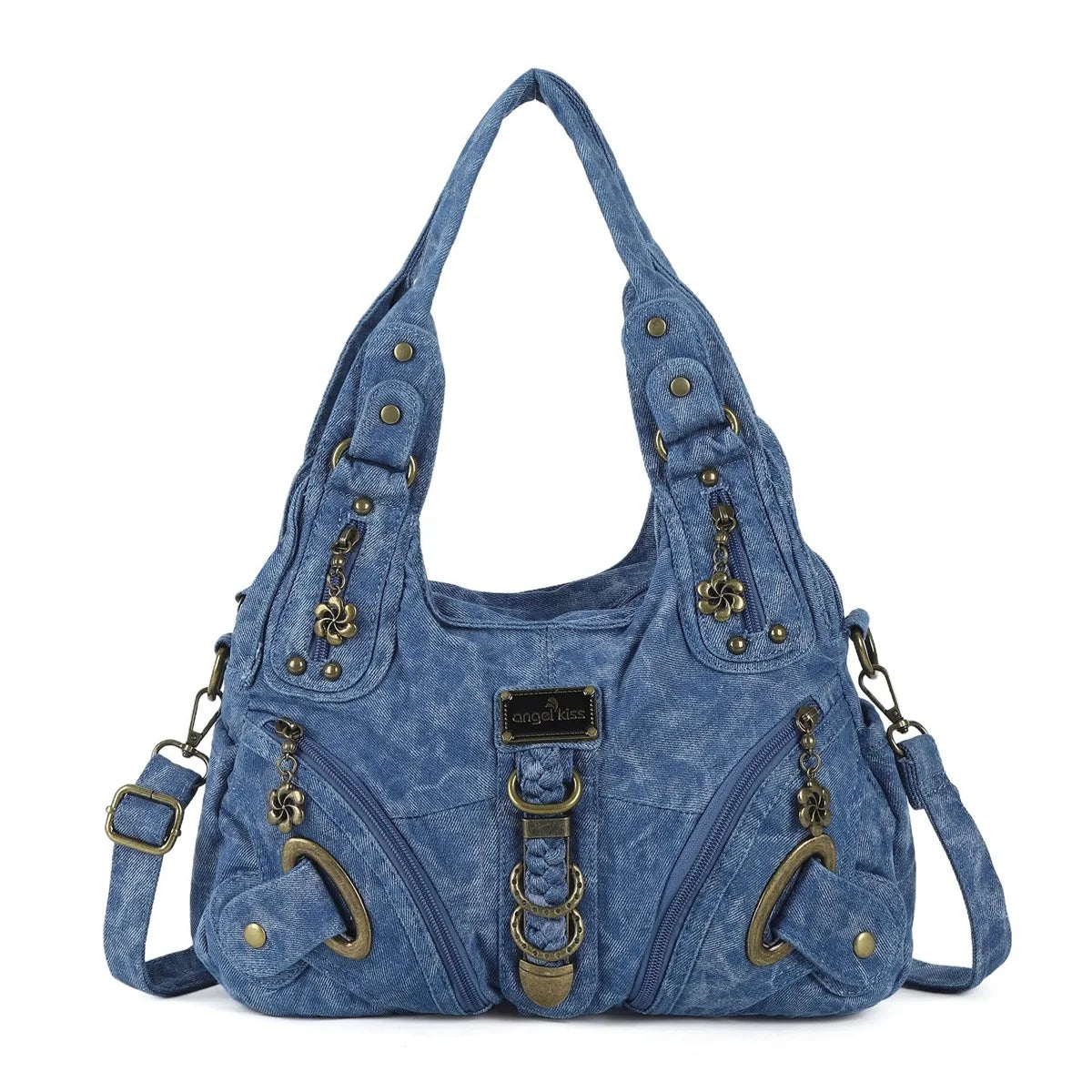 Damen-Denim-Schultertasche Vintage Großes Fassungsvermögen Mit Top-Handle Alltagstauglich