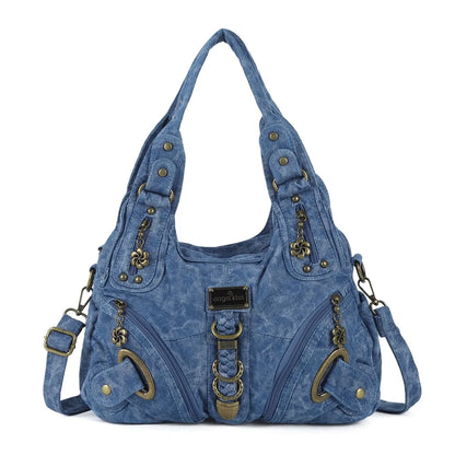Damen-Denim-Schultertasche Vintage Großes Fassungsvermögen Mit Top-Handle Alltagstauglich