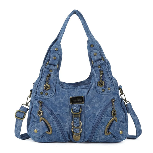 Damen-Denim-Schultertasche Vintage Großes Fassungsvermögen Mit Top-Handle Alltagstauglich