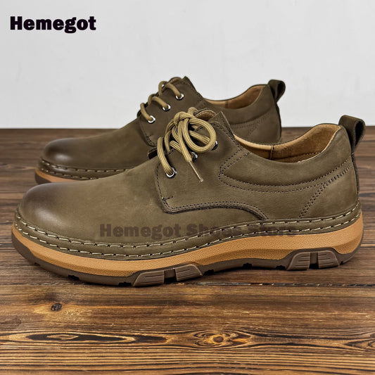 Retro Low-Top Shoes Men's Shoes Style Leather Autumn New Casual Leather Shoes Men's Soft Leather Soft Soles Men's Big Toe Shoes