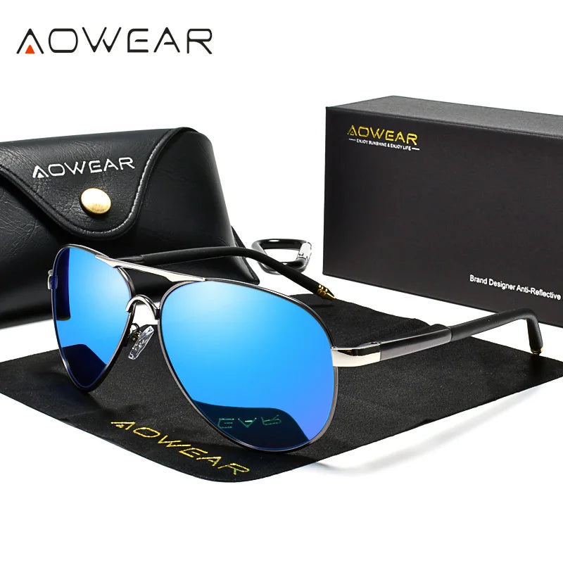 AOWEAR männer Luftfahrt Sonnenbrille Männer Polarisierte Spiegel Sonnenbrille für Mann HD Fahren Pilot Sonnenbrille lunettes de soleil homme