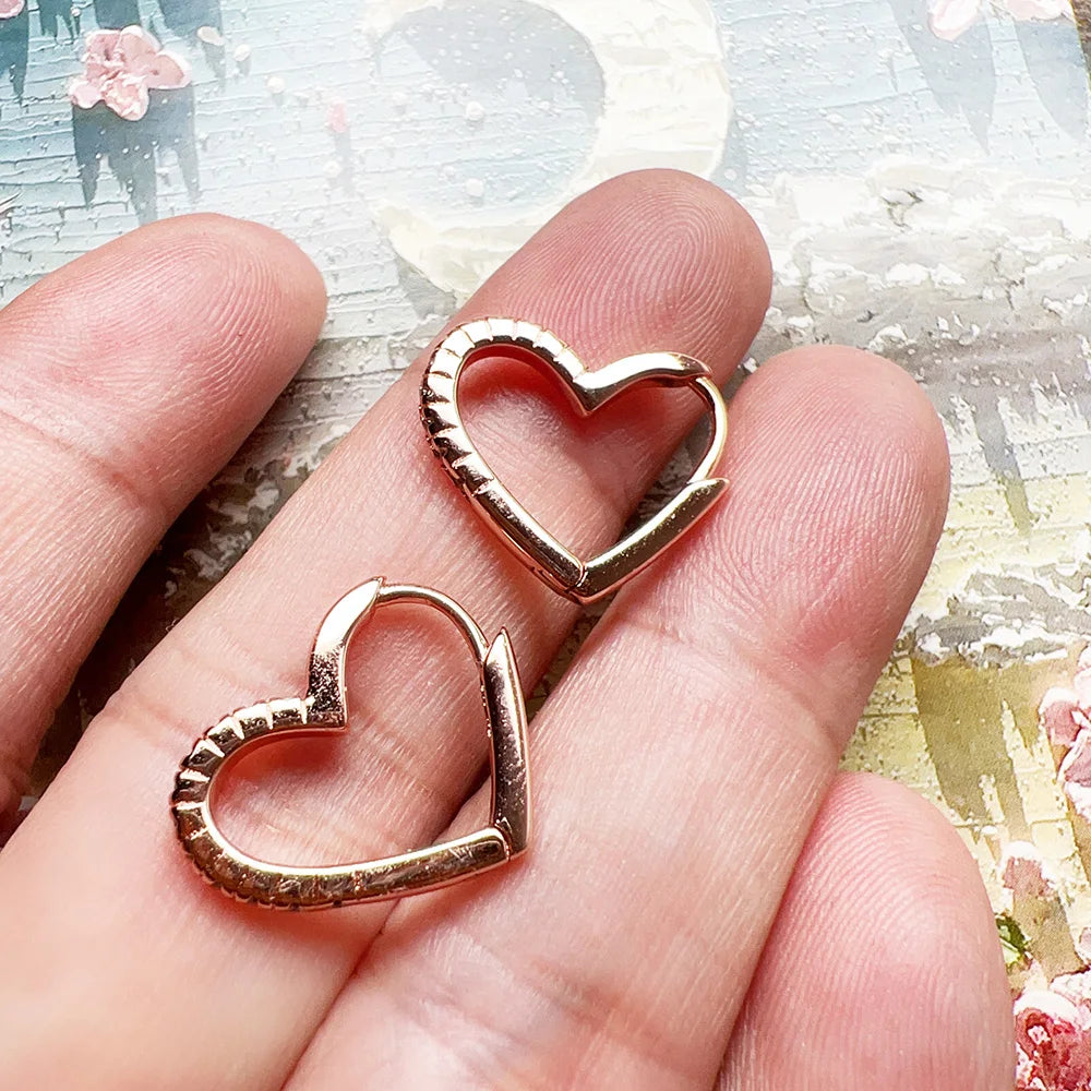 Damen-Creolen Herz Roségold romantisch Winter aus Sterlingsilber