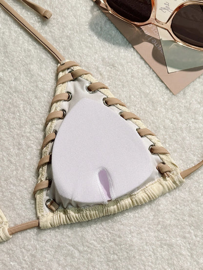 Sommerliches kariertes Bikini-Set mit Push-up-Effekt – verführerische Bademode für den Strand und Pool