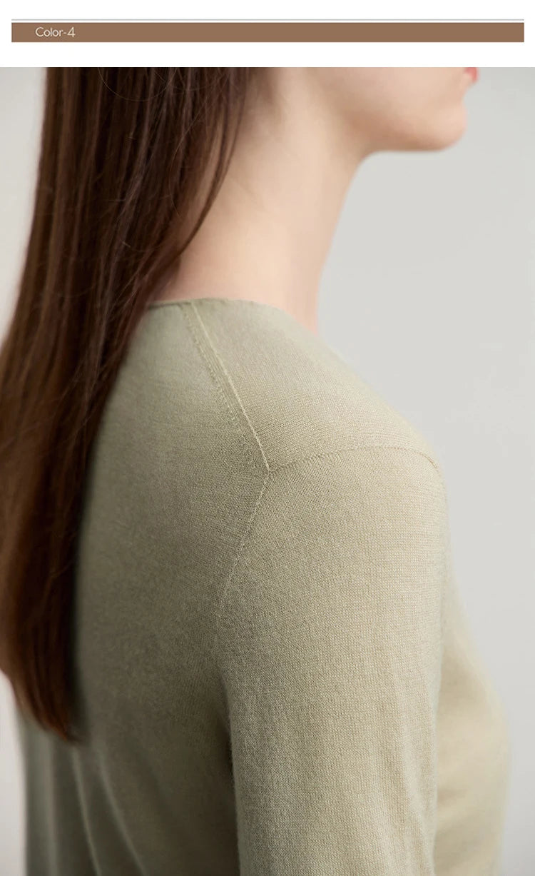 Damen V-Ausschnitt Pullover 100 % Wolle vielseitig Langarm Herbst