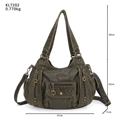Damen-Schultertasche aus PU-Leder mit Reißverschluss und Mehrfachfächern Kompakter Alltagsbegleiter