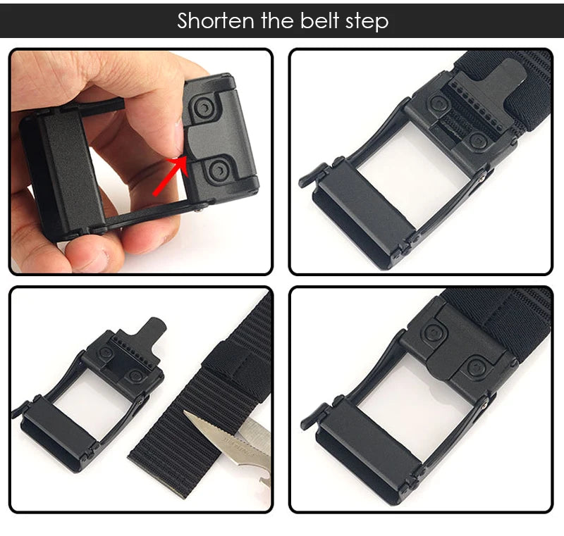 Herren-Gürtel aus Nylon 3,8 cm Breite verstellbar mit automatischer Schnalle für Alltag und Abenteuer