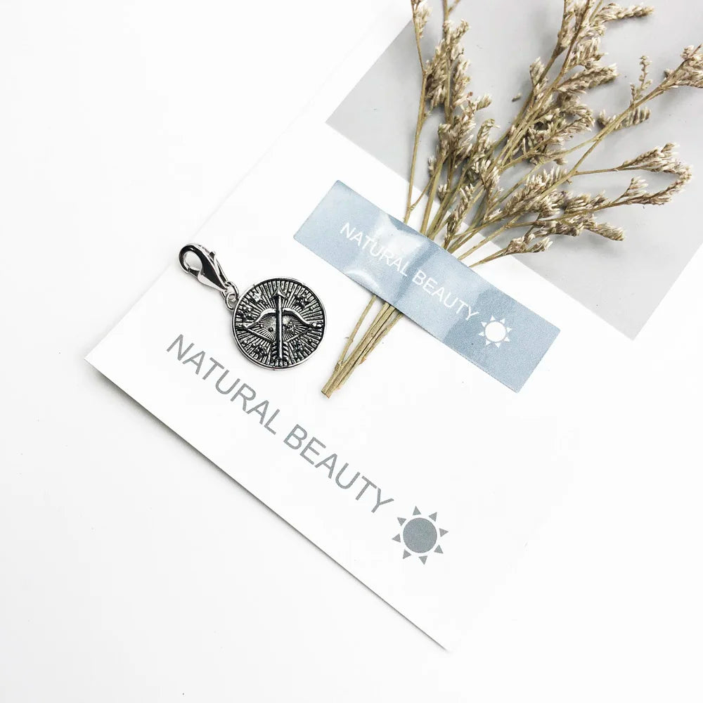 Damen-Charm-Anhänger Sternzeichen Horoskop Vintage II aus Sterlingsilber
