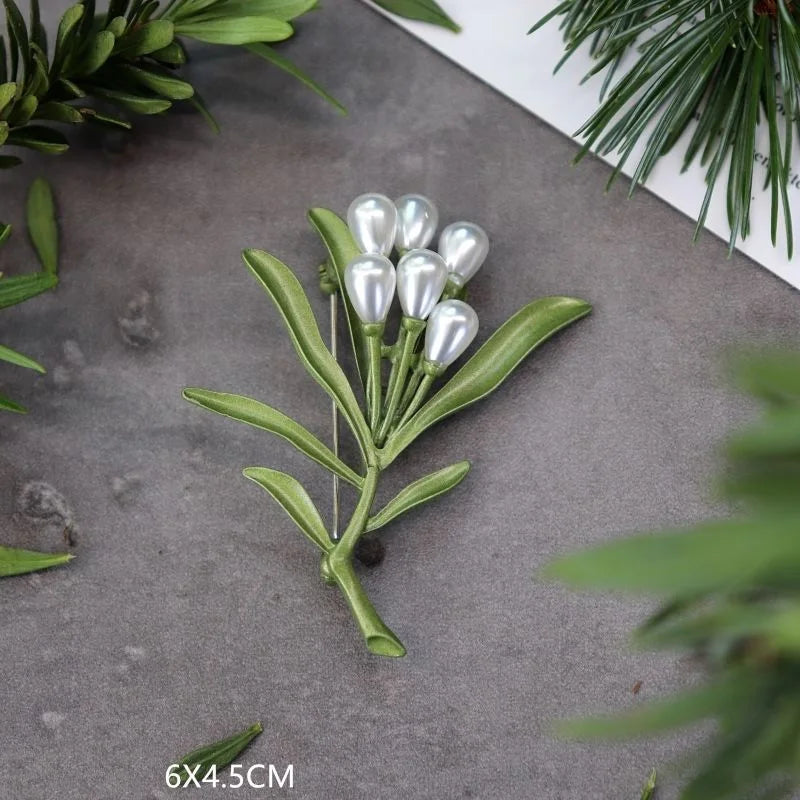 Brosche Pflanze Perle Handgemacht Retro Corsage Damen Mantel