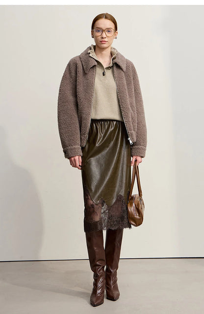 Damen-Rollkragenpullover locker Knopf Raglanärmel Winter