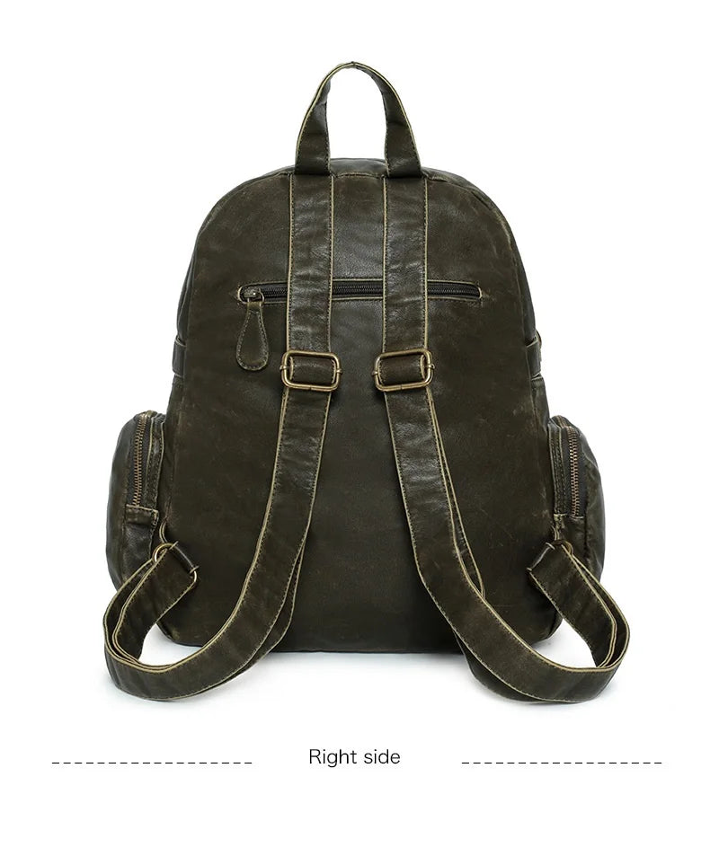 Damen-Schulrucksack Großes Fassungsvermögen 20-35 Liter Mit Gepolstertem Rücken Vintage Schwarz