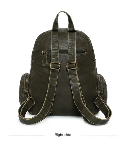 Damen-Schulrucksack Großes Fassungsvermögen 20-35 Liter Mit Gepolstertem Rücken Vintage Schwarz