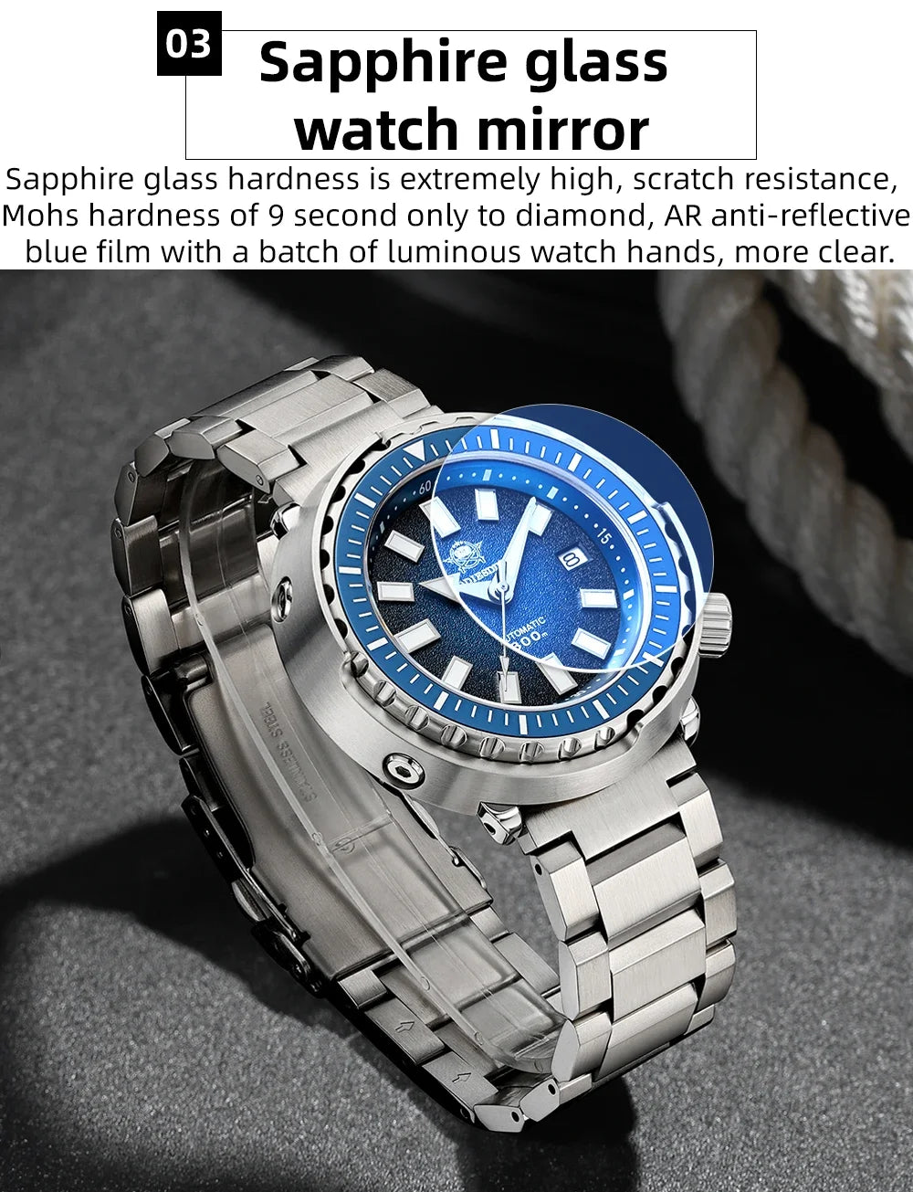 Herren-Profi-Taucheruhr mit Automatikwerk und 300 m Wassertiefe