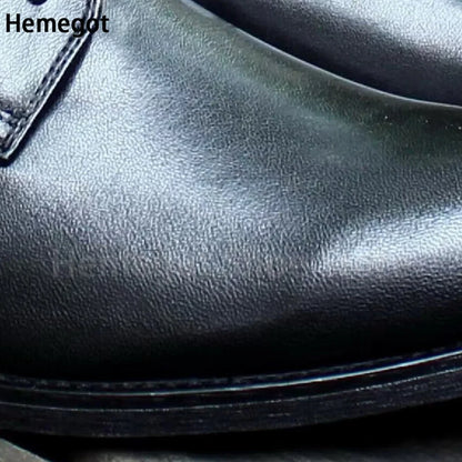 Black Leather Lace-Up Men's Shoes Business Formal Shoes Wear-Resistant Breathable Solid Color Dress Shoes Handmade Men's Shoes