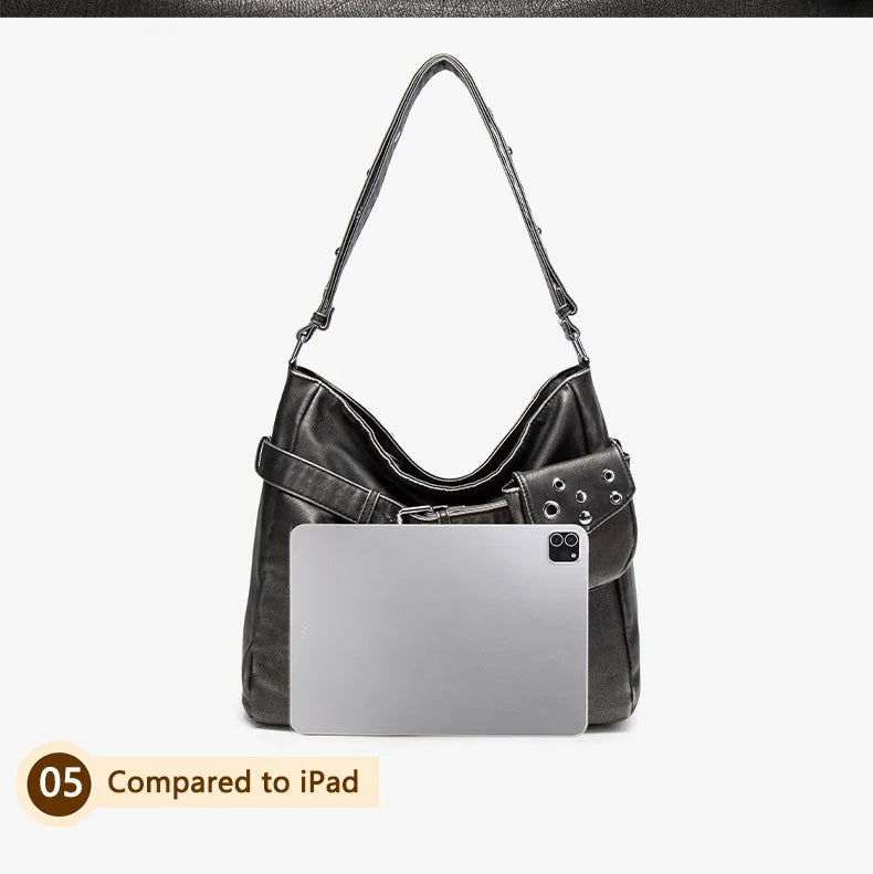 Damen-Schultertasche Vielseitig Geeignet für Alltag in stilvoller Form aus weichem Leder
