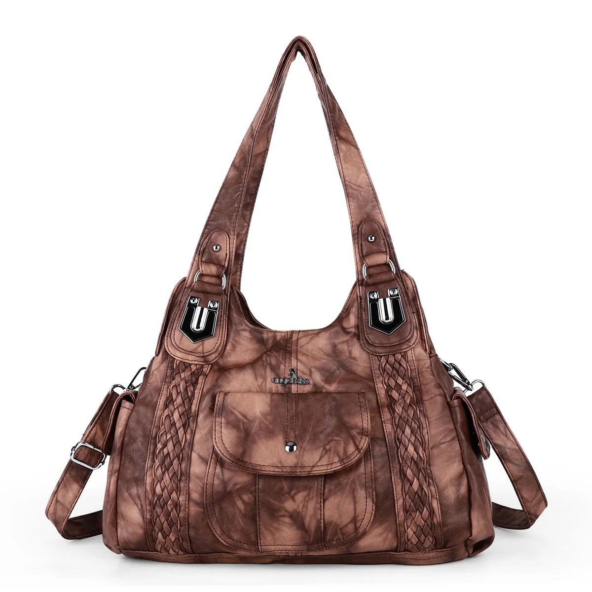 Damen-Hobo-Tasche Aus Weichem Leder Mit Abnehmbarem Schulterriemen Für Alltag Und Reisen