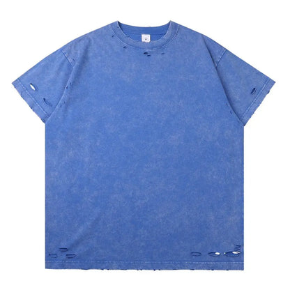 Herren Übergroßes T-Shirt mit Zerrissenen Löchern für Lässige Streetwear im Sommer