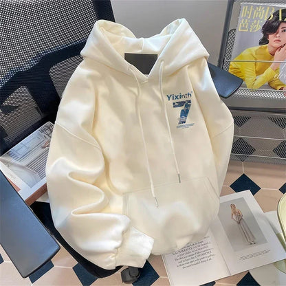 Herren Hoodie aus Baumwolle mit sieben Grafik Druck und Kapuze