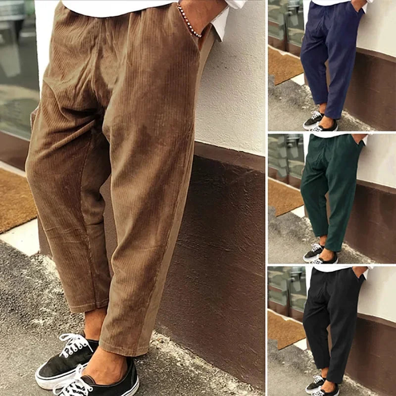 Leichte Herren-Eis-Seidenhose mit elastischem Bund – lockere, gerade Freizeithose für Sport und Alltag