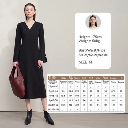 Komfortables Damen Strickkleid Mit V-Ausschnitt Und A-Linie