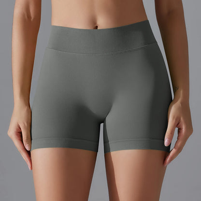 Nahtlose Yoga-Shorts für Damen, hoher Taillenbund, dunkelgrau, eng anliegend