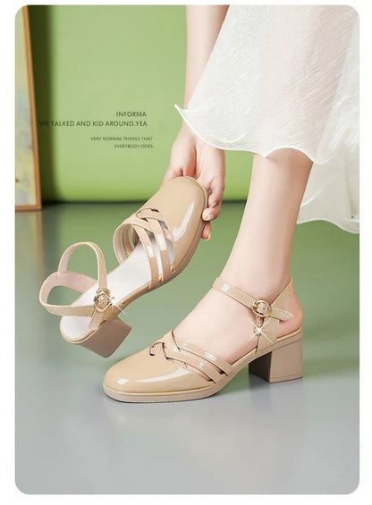 AIYUQI Gladiator-Sandalen, Sommer 2022, neue Damen-Sandalen aus echtem Leder, geschlossene Zehen, große modische Sandalen für Damen