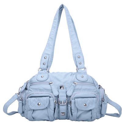 Damen-Umhängetasche aus Leder in Pink Vintage-Look mit Mehrfachfächern und Großem Fassungsvermögen