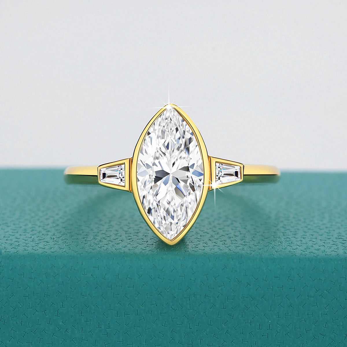 Damen-Verlobungsring Aus 14 Karat Gold Mit Marquise Moissanit Stein, 2 Karat Zertifikat