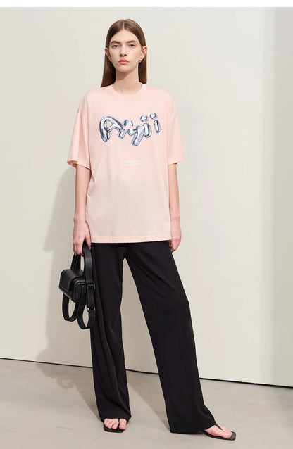 Damen T-Shirts im lässigen Stil mit O-Ausschnitt und modischem Druck