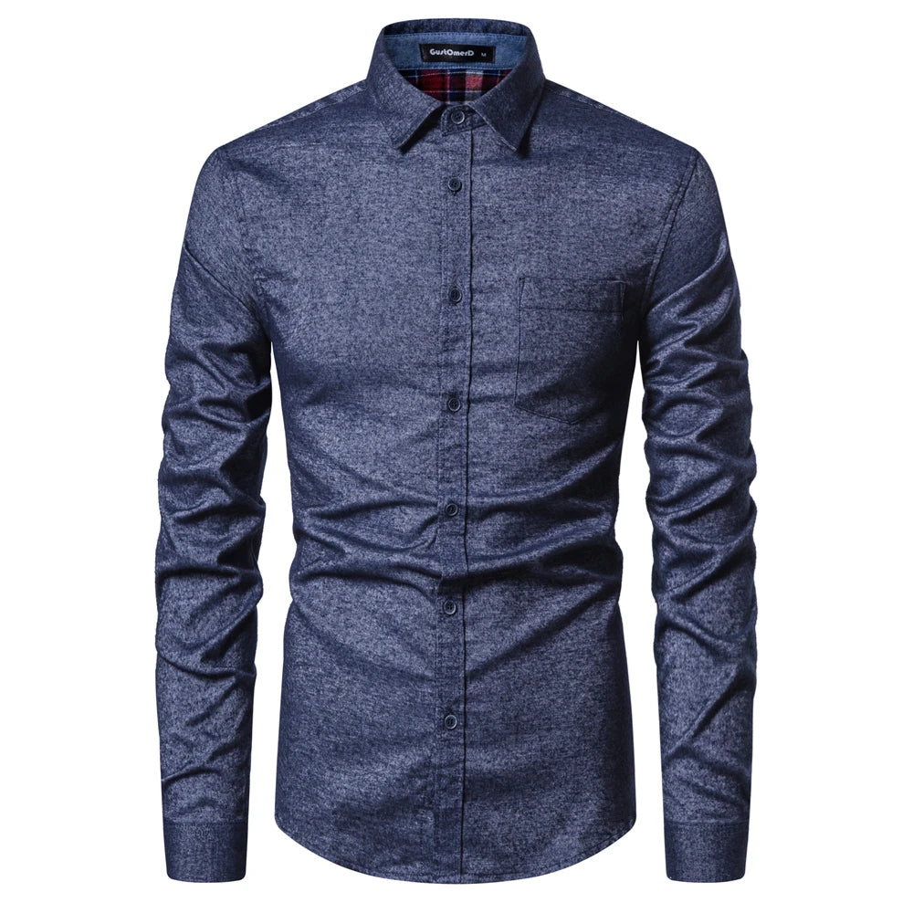 Herren Langarm Hohe qualität Designer Shirt Front Patch Brust Tasche Schlanke Taste-down Kragen Dicke Arbeit Shirts männer Kleidung