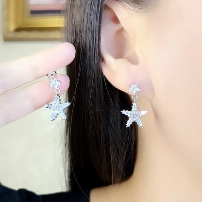 Damen-Ohrstecker weiße Sterne glänzend aus Sterlingsilber