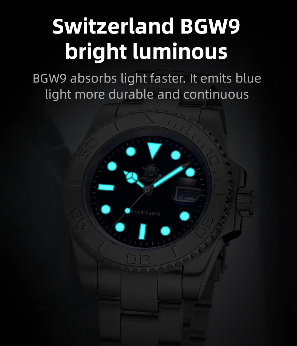 ADDIESDIVE 41mm reloj hombre Watch For Men 20Bar Diving 316L Stainless Steel Montre Homme BGW9 Super Luminous Quartz Watches