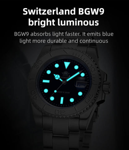 ADDIESDIVE 41mm reloj hombre Watch For Men 20Bar Diving 316L Stainless Steel Montre Homme BGW9 Super Luminous Quartz Watches