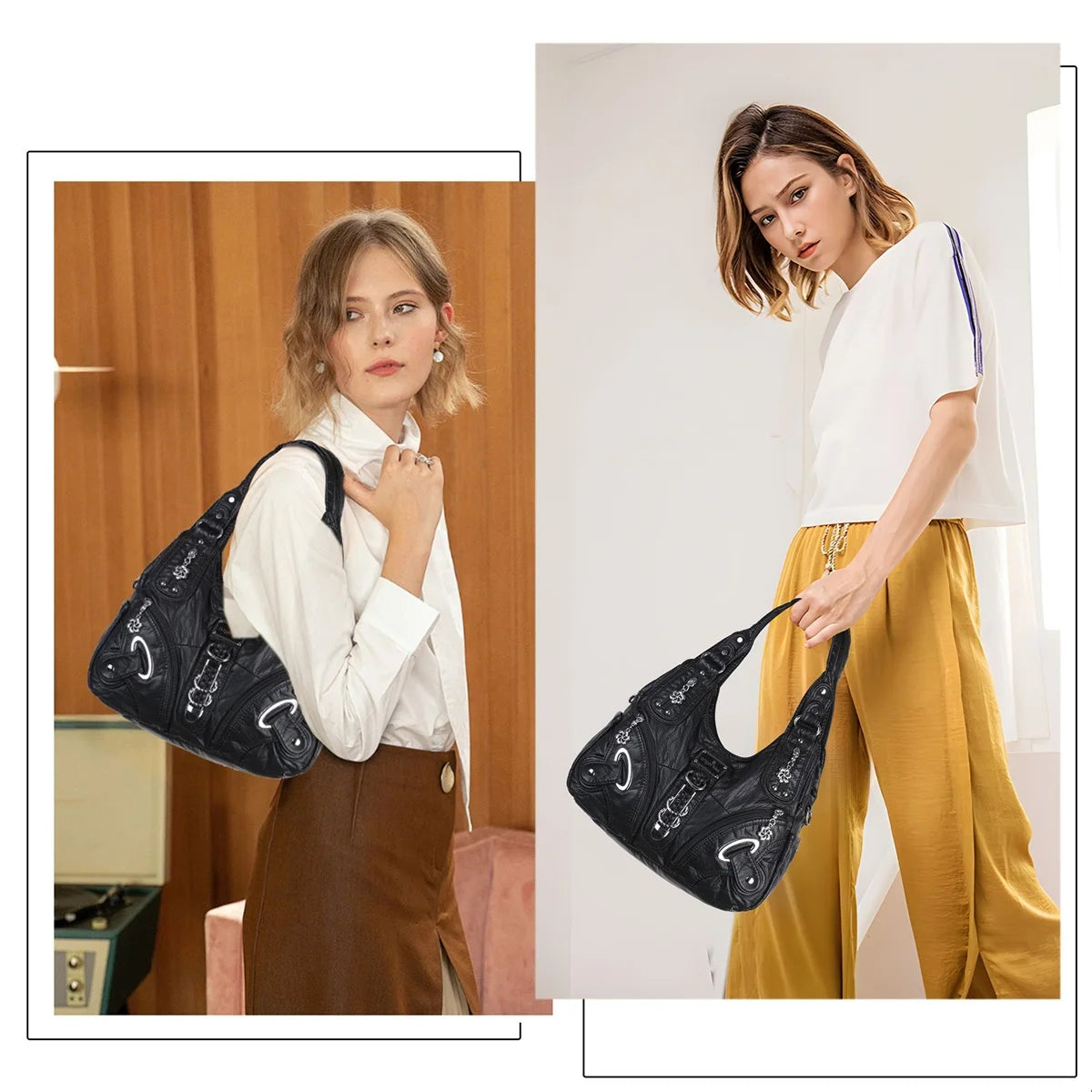 Damen-Denim-Schultertasche Vintage Großes Fassungsvermögen Mit Top-Handle Alltagstauglich