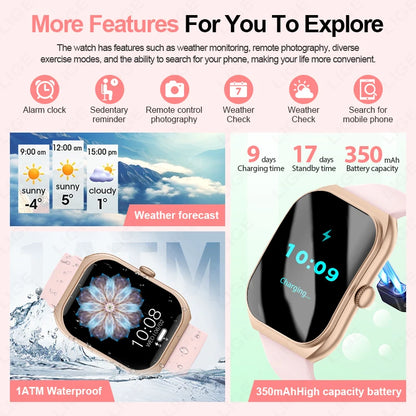 LIGE 2,01'' 3D Gebogene Bildschirm Frauen Smart Uhr Antwort Anruf Schlaf Überwachung Sport Schrittzähler Wasserdichte Intelligente Uhr Damen geschenk