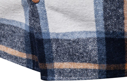 Herren Kariertes Hemd im Casual-Stil mit doppelten Taschen für Herbst und Winter