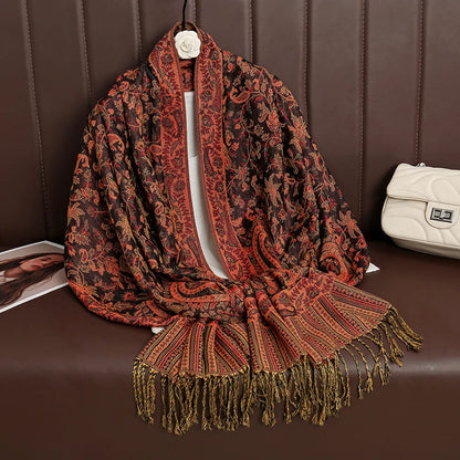 Damen Winterschal Kaschmir Jacquard Paisley lang Pashmina Bandana Foulard Luxus