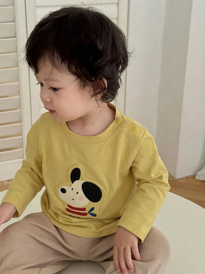 Mädchen T-Shirt im koreanischen Stil mit niedlichem Cartoon-Hundedesign