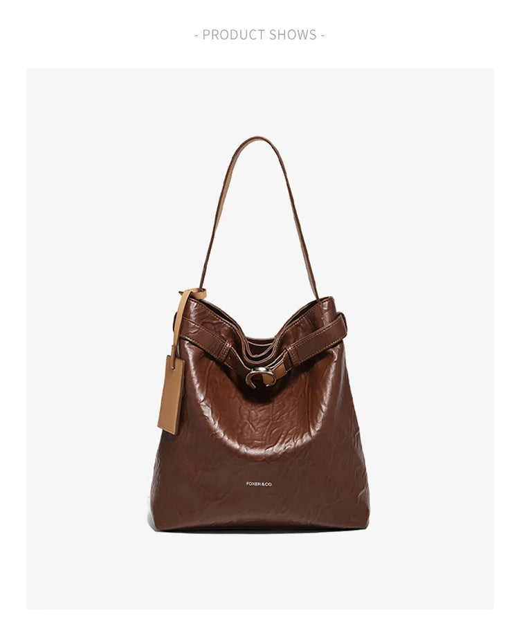 Damen Schultertasche Vintage Split-Leder mit großer Kapazität