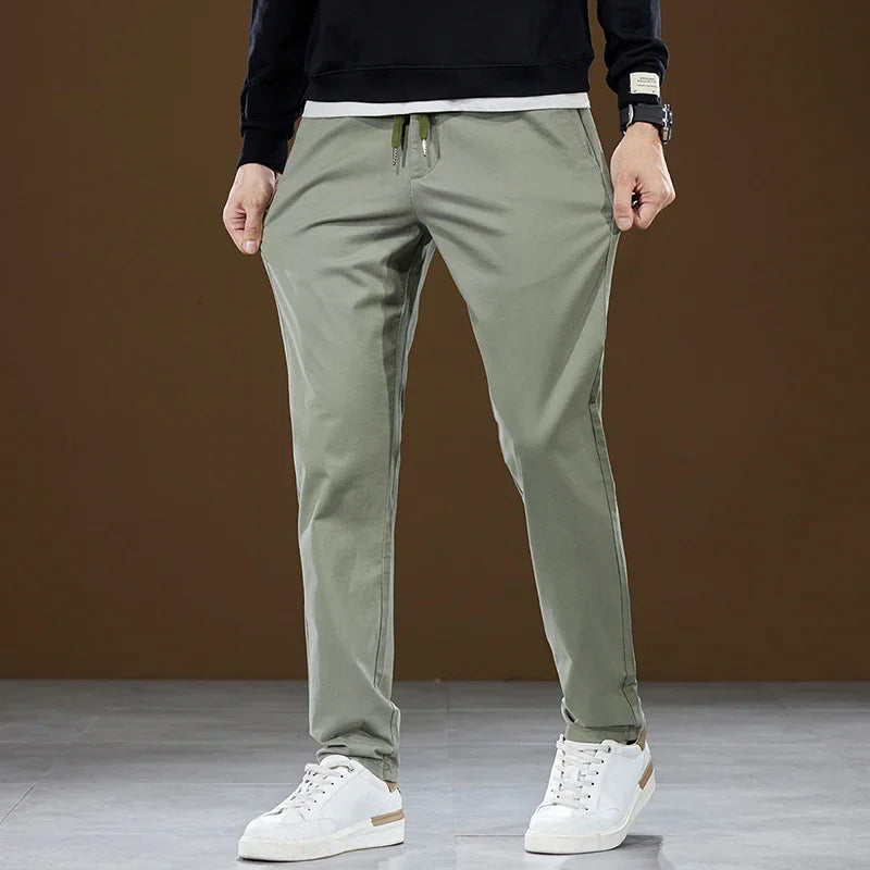 Herren Hose aus Baumwolle im Casual-Stil mit gerader Passform und Taschen