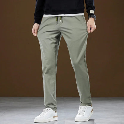Herren Hose aus Baumwolle im Casual-Stil mit gerader Passform und Taschen