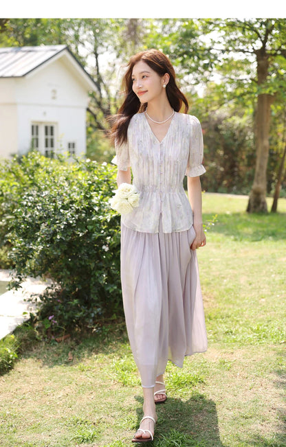 Damen-Lyocell-Bluse mit Reverskragen und Druckmuster – Einreihig und Komfortabel für Frühling und Sommer