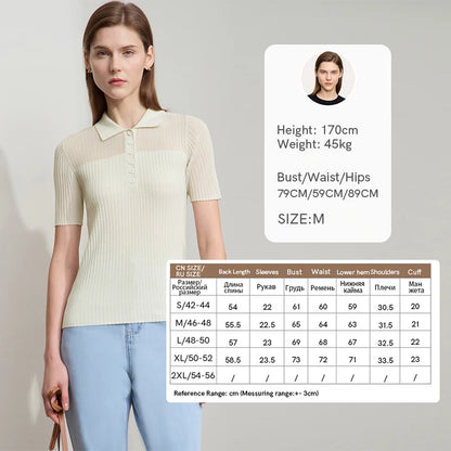 Damen Strickoberteil mit Revers und halber Knopfleiste für den Sommer