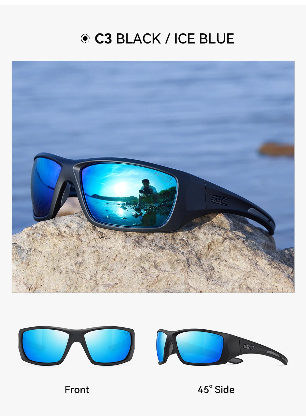 Sonnenbrille Radfahren TR90 polarisiert 1,2mm Glas Gummisteg Herren