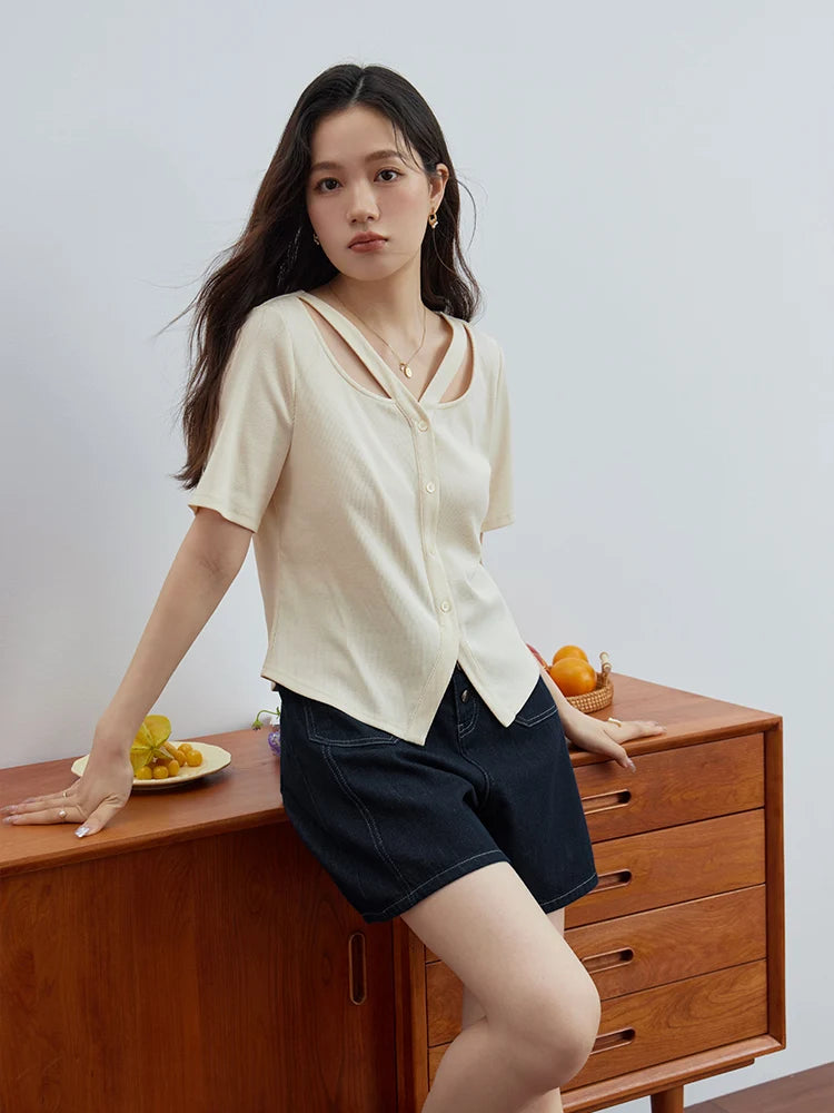 Lässige Damen-Bluse aus Lyocell mit Blumenärmeln und lockerem Schnitt – vielseitiges Sommer-Oberteil für jeden Anlass