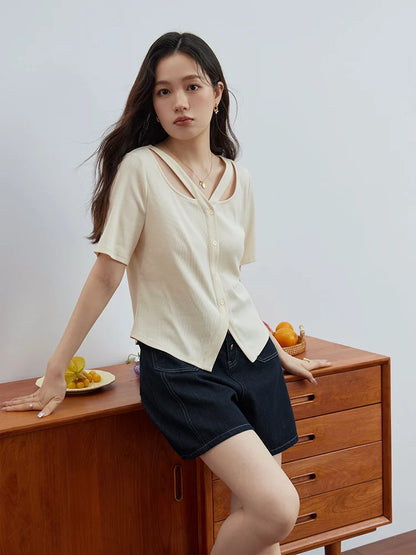 Lässige Damen-Bluse aus Lyocell mit Blumenärmeln und lockerem Schnitt – vielseitiges Sommer-Oberteil für jeden Anlass