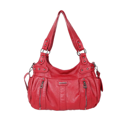 Damen-Schultertasche aus PU-Material Mit Großem Fassungsvermögen und Reißverschluss für Alltag und Freizeit