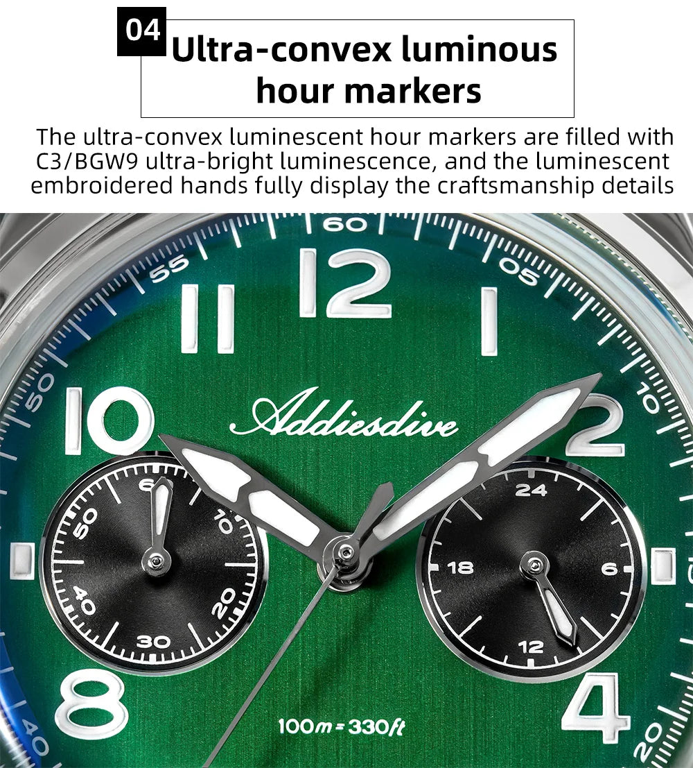 Herren-Chronograph mit VK64-Quarzwerk und Bubble-Glas